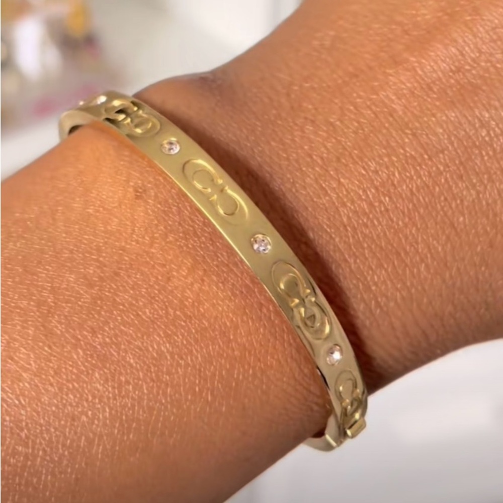 Coach Gold Bracelet with light pink Crystals